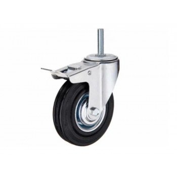 Колесо поворотное SCtB 93 75 мм резина с болтом и тормозом (F)